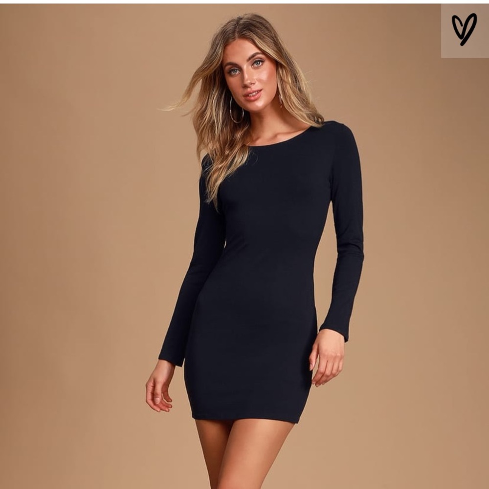 Lulus black bodycon long sleeve dress